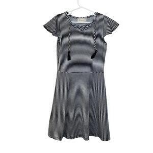 Btween Girls Dress Size 8 Black And White Stripes Pattern Tassels Short Sleeve